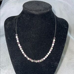 NWT pink purple gold pewter 16 inch necklace on wire with extender